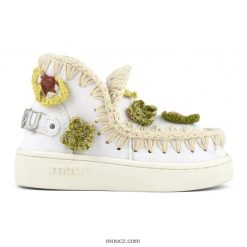 cz Mou děti letní eskymácké tenisky háčkované motýlky bílé plátno-kovové logo zlaté D4T48P786