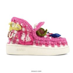 cz Mou děti letní eskymácké tenisky háčkované motýlky růžové šeky D4T48P785