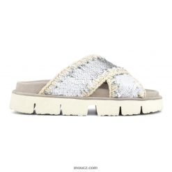 cz Mou ženy criss-cross bio sandál obyčejný flitry bílo-stříbrné D4T48P151