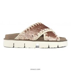 cz Mou ženy criss-cross bio sandál obyčejný flitry růžové zlato - logo zlaté D4T48P153