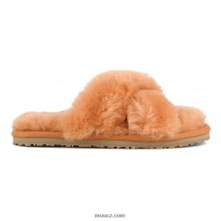 cz Mou ženy criss-cross kožešinová klouzačka meruňkový pomeranč D4T48P480