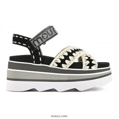 cz Mou ženy eva wedge criss cross Černá D4T48P173