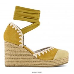 cz Mou ženy jutové šněrování na klínku žlutá D4T48P210