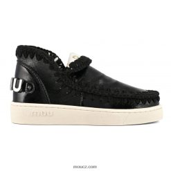 cz Mou ženy kožené letní eskymácké tenisky lakovaná černá D4T48P56