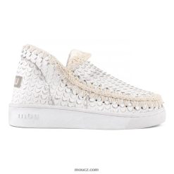 cz Mou ženy kožené letní eskymácké tenisky šupiny řezy bílé D4T48P14