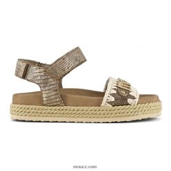 cz Mou ženy lano bio pásek na sandály kovová ještěrka zlatá D4T48P137