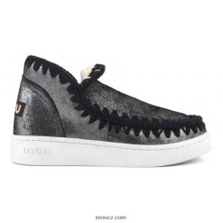 cz Mou ženy letní eskymácké mikroglitrové tenisky mikrotřpytky černé D4T48P10