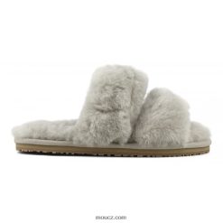 cz Mou ženy Pantofle se 2 pruhy z ovčí kůže písek D4T48P448