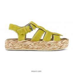 cz Mou ženy sandály s copánkem z rafie dlouhé vlasy pony lime D4T48P126