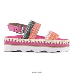 cz Mou ženy vysoké eva bio sandály vícebarevná rafie/semiš D4T48P165